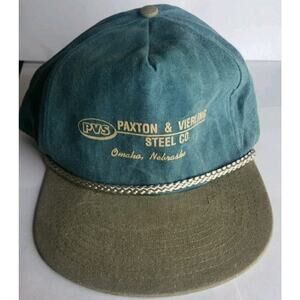 Vintage PAXTON VIERLING STEEL IRON CO OMAHA NE STRAPBACK TRUCKER HAT CAP 90s 80s